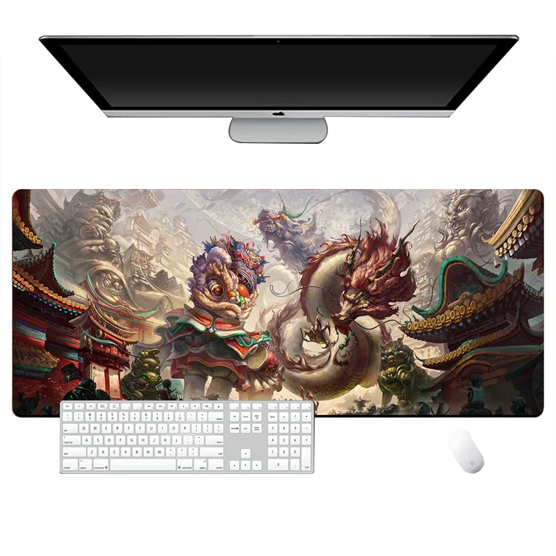 Anime Dragão Mat Desk, Borracha Antiderrapante, Bordas
