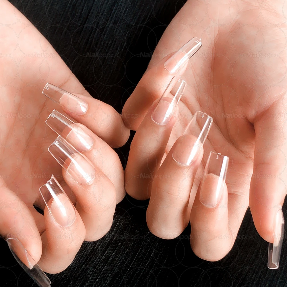 Nailpop Transparent Fake Nail Acrylic Tips Press on Nails Coffin Traceless and Ultrathin False Nails Accessories Tools 120pcs fake nails