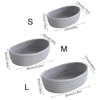 Cotton Rope Woven Storage Baskets Cosmetics Desktop Organizer Table Top Sundries Key Bedside Storage Basket 4
