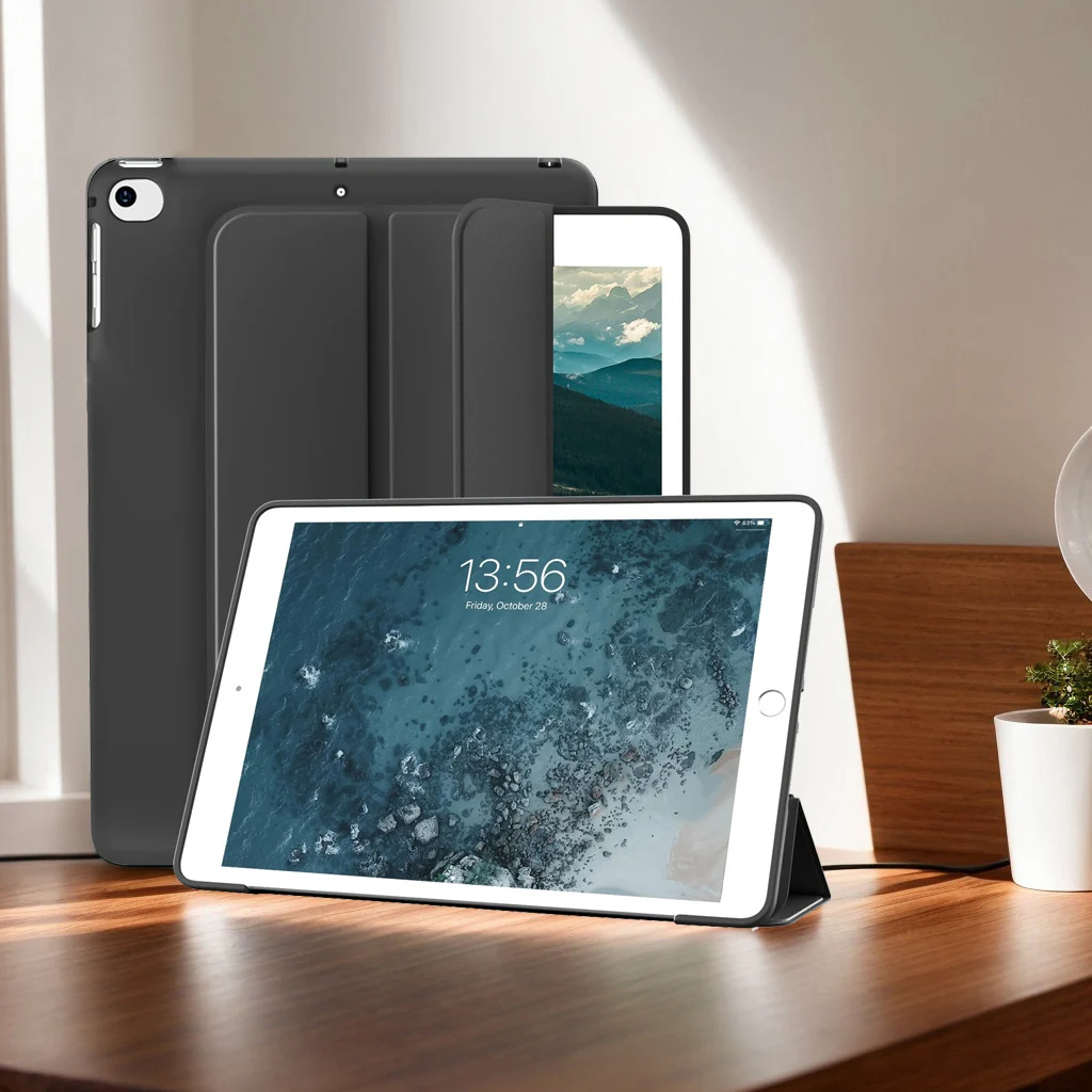 iPad Mini 5 2019/Mini 4 3 2 1 7.9 인치, iPad Mini 5 4 3 2 1 용 소프트 실리콘 쉘 삼중 스탠드 폴리오 스마트 케이스