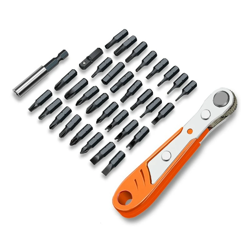 

Two-Way Ratchet Screwdriver Combination Kit With 33 Screwdriver Head Right-Angle Corner Wrench Screwdriver Head Set Accessories