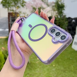 Magnetic Gradient Lanyard Case with Translucent Cover - Galaxy A14 (Purple)
