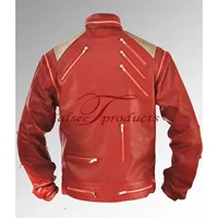 Rare Classic MJ MICHAEL JACKSON CUSTOM Classic Beat It MV Red Zipper Leather Jacket 2
