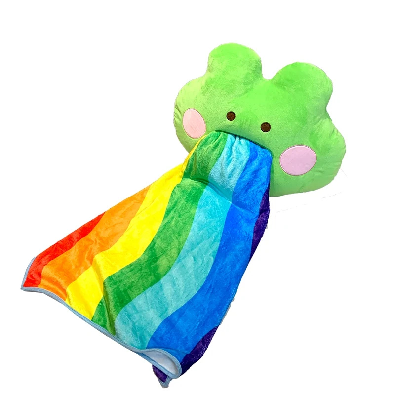 

2 in 1 Vomiting Rainbow Frog Interesting Pillow Blanket Comfortable Throw Sofa Decoration Girls Kids Birthday Christmas Gifts