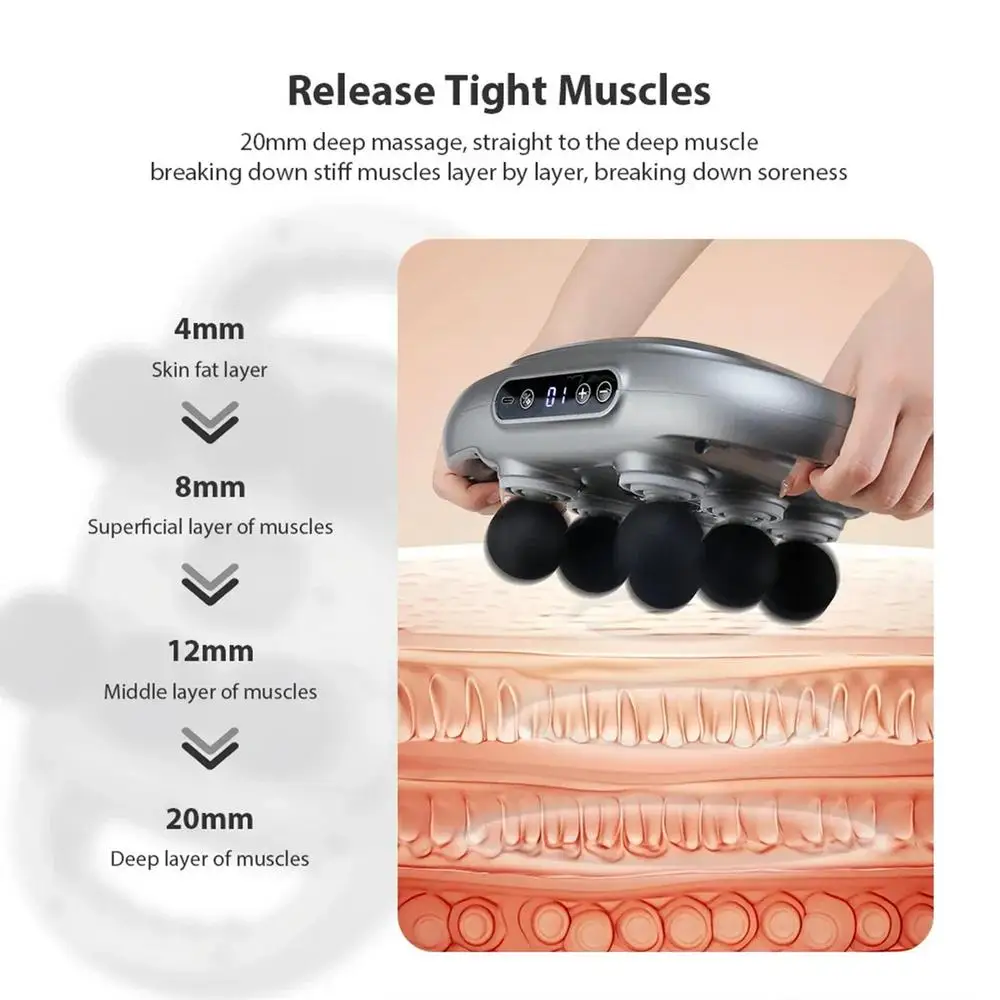 Deep Tissue Massager 6-Heads Percussion Muscle Massager Compact Sports Portable Massager For Athletes Led Display Professional 9