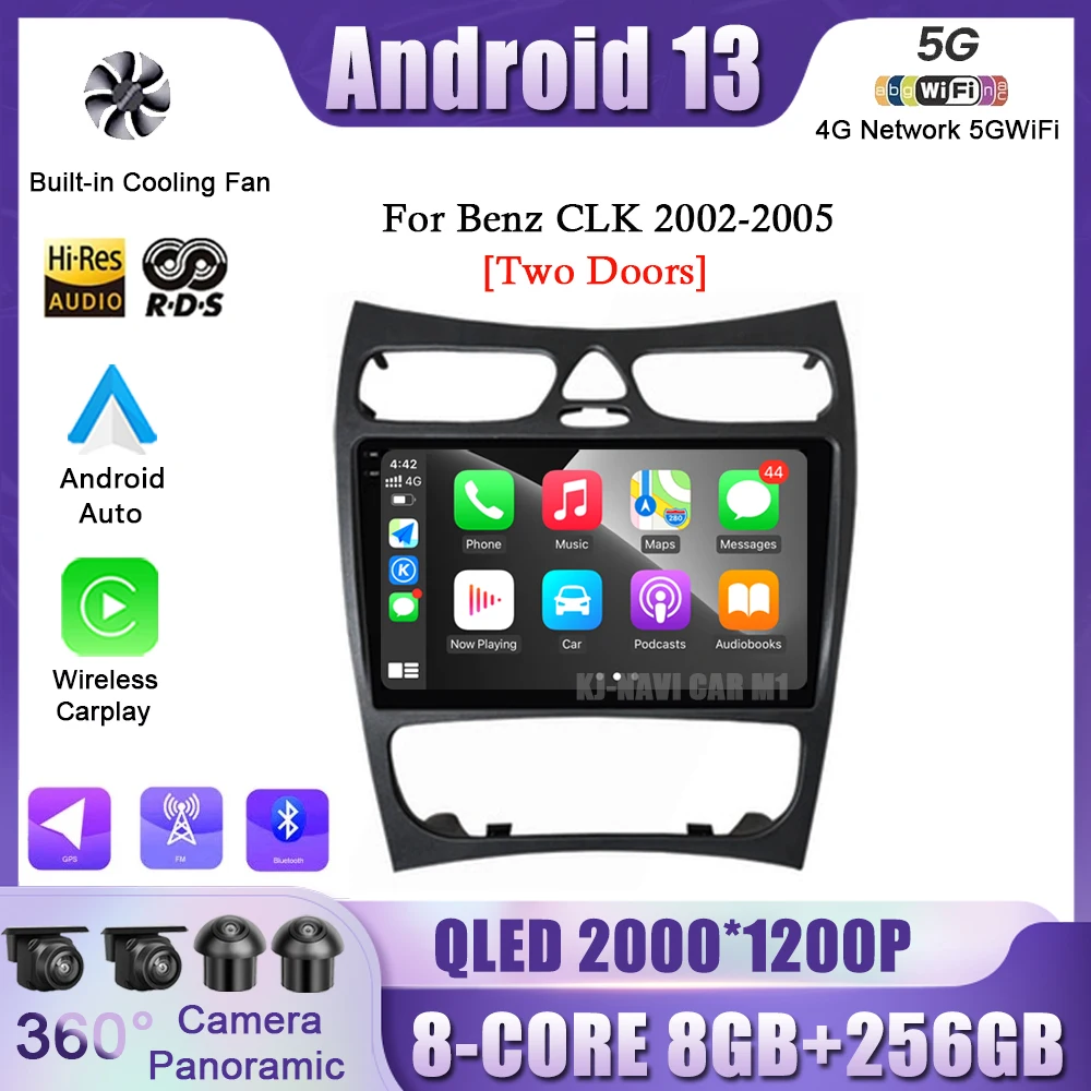 

Android 13 For Mercedes Benz C Class W203 C200 C320 CLK W209 2002-2005 WIFI Wireless Carplay Car Radio Navigator GPS NO 2Din