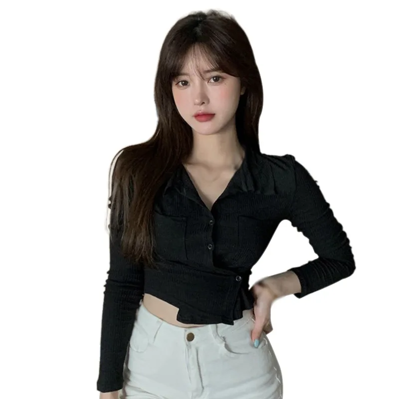 

Women Open Front Cardigan Sweaters Button Down Long Sleeve Casual Knitted Shirts with Pockets