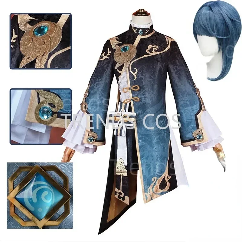 

Xing Qiu Cosplay Costume Xingqiu Full Set with Uniform Dress Wig for Halloween Cosplay Outfits Comic