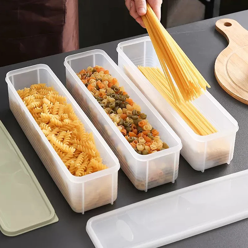 1pc Fresh Box Noodle Plastic Food Preservation Sealed Box Rectangle Fruit Container Refrigerator Storage Kitchen Supply Home Tool