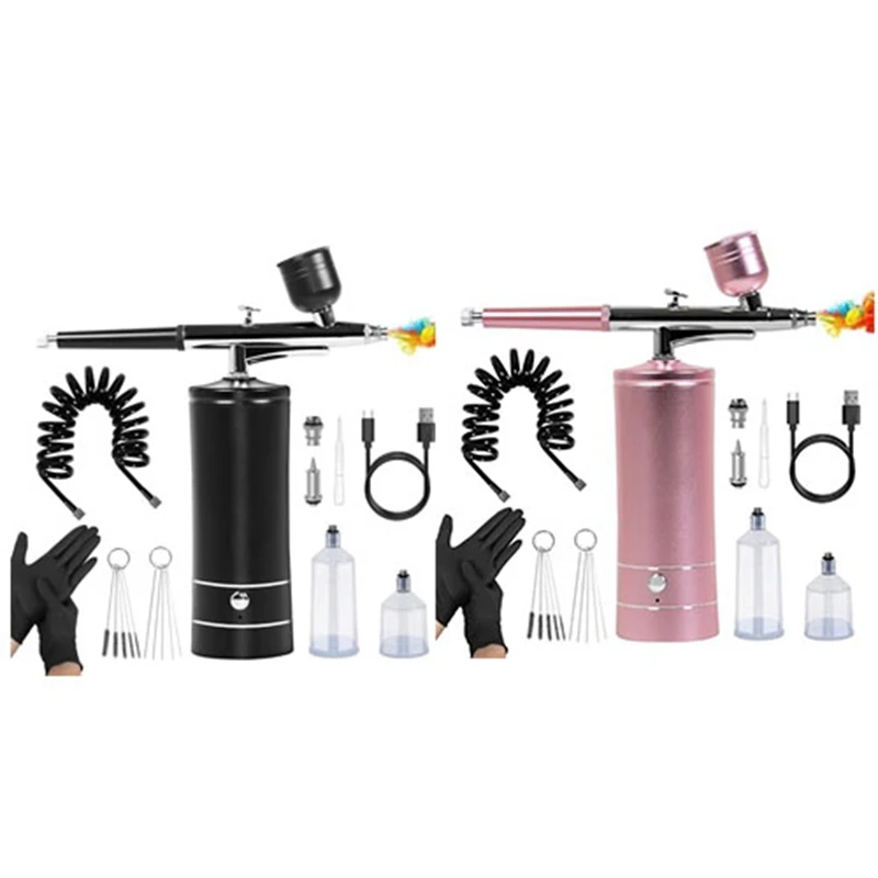 

Airbrush Kit With Air Compressor&Gloves-27PSI High Pressure Airbrushwith Hose Wireless Airbrush For Model Painting