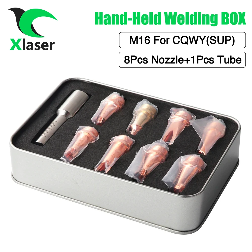 

XLaser CQWY SUP Box Packaged 8Pcs Hand-held Welding Nozzles And 1Pcs Calibration Tube For CQWY SUP Hand-held Welding Machine