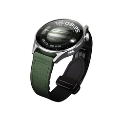 Elegant Leather Silicone Watch Strap - Classic Band Wristband Bracelet for GT 3 Pro 46mm (3 army green)