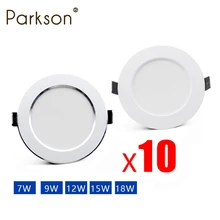 

10pcs LED Downlight 220V18W 15W 12W 9W 7W Round Recessed Fixtures Ceiling Spotlight Down Lights For Kitchen Office Living Room
