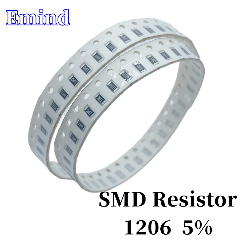 1000 sztuk rezystor Smd 1206 5% 10R 12 15 24 33 36 43 47 51 68 82Ohm 1K 1.2 2 2.2 2.4 3 3.3 3.6 4.3 4.7 5.1 6.2 6.8 7.5 8.2K 1M