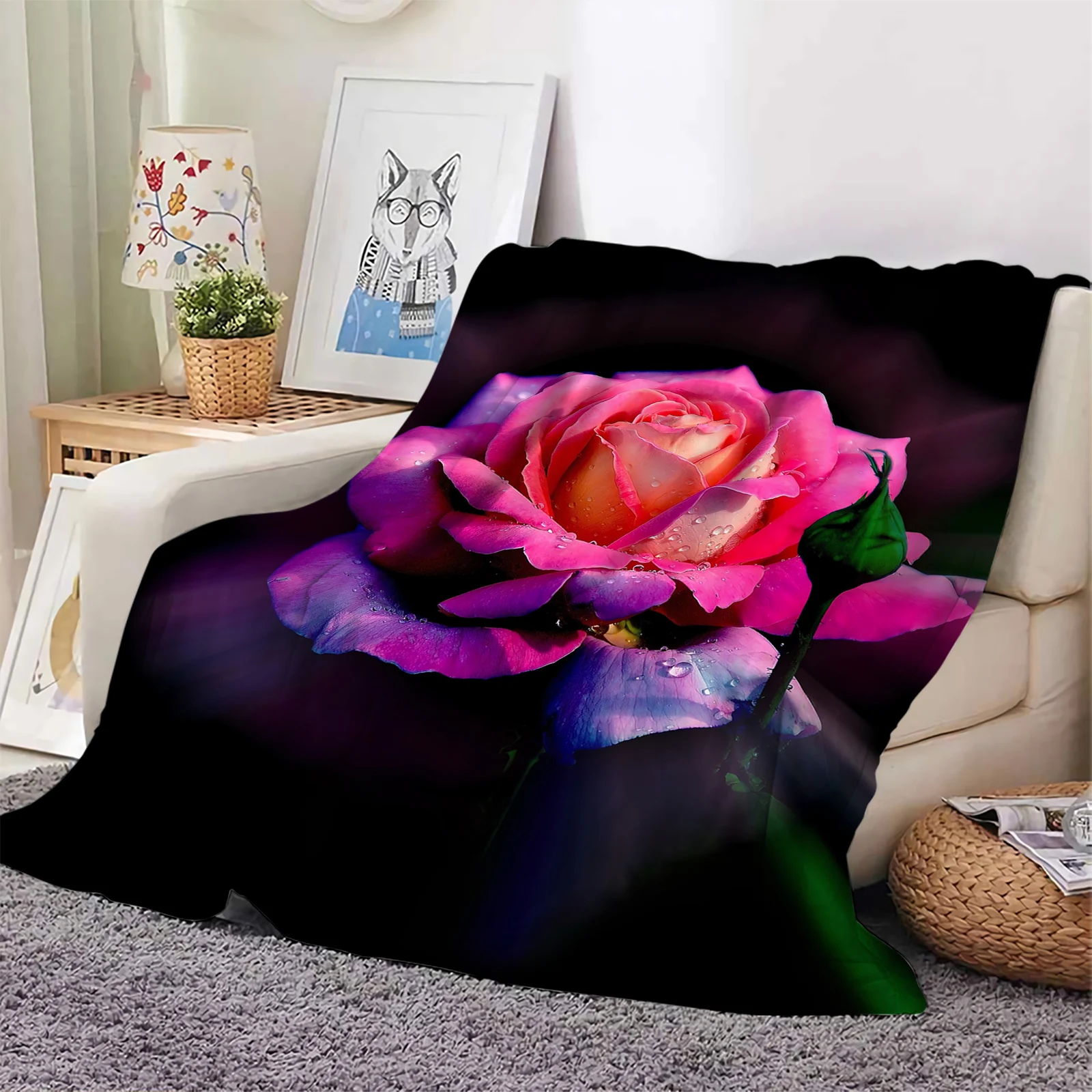 

Модные фланелевые одеяла с цветочным рисунком красивая Роза 3D плед одеяло для офиса для сна для путешествий портативная фотография Прямая поставка