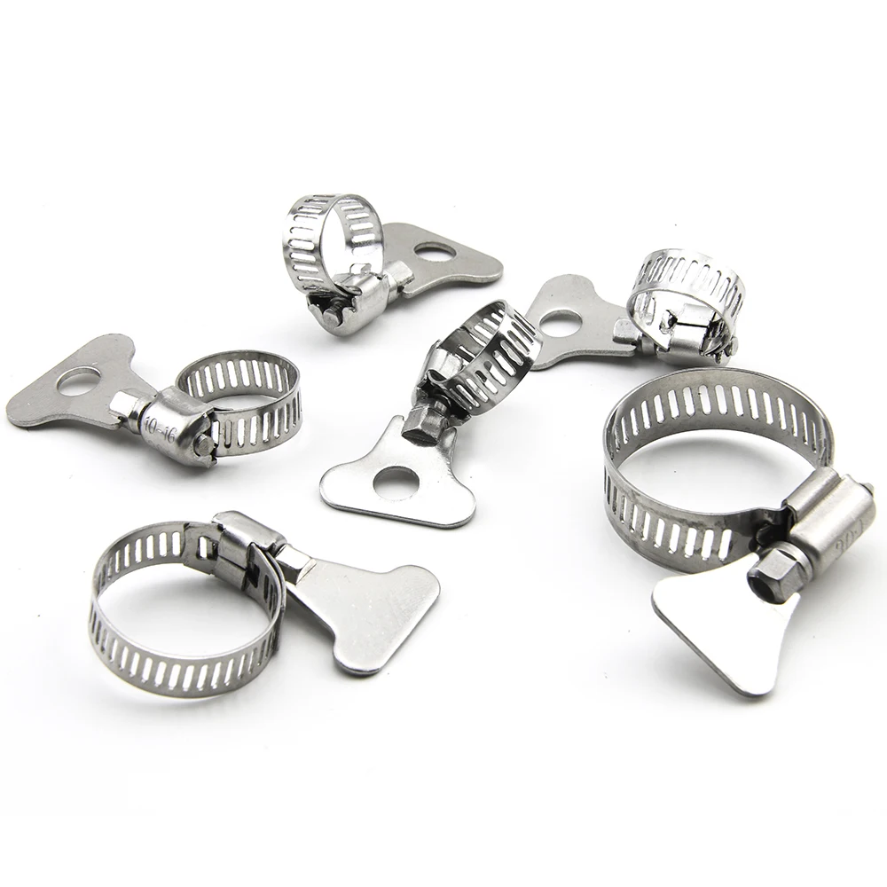 Hose Clamps Worm Gear Adjustable Key Clamp Stainless Steel for Water Pipe Automotive Mechanical 2-10pcs
