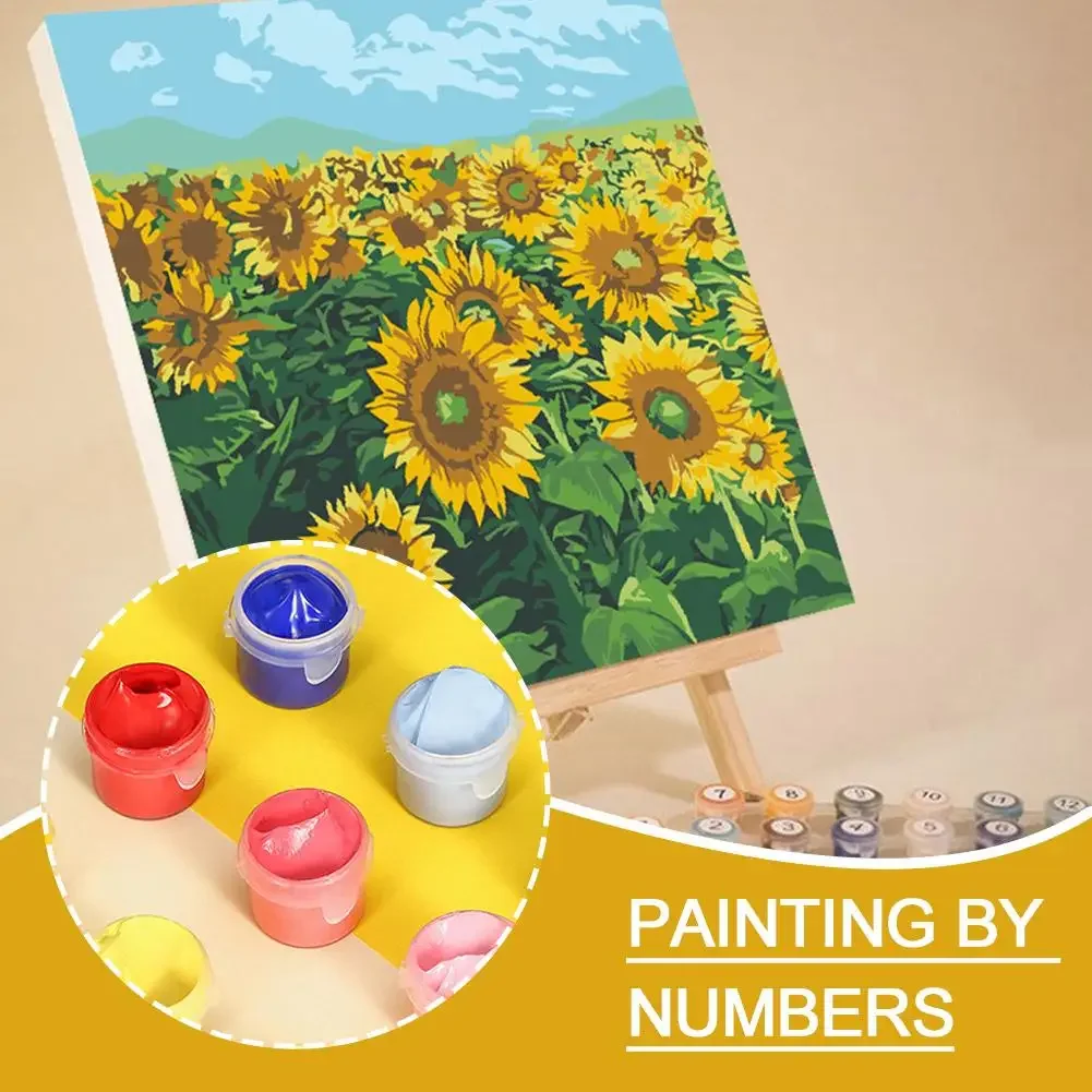 

580030 Sunflower Diy Painting By Home Inch Wall Picture Paint Oil 7.88*7.88inch Art Home Decor Flower Painting Oil on Canvas