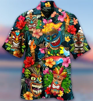 2024 Loose Breathable 3d Print Trendy Cool Fashion Hawaiian Shirts Beach Party Tops Short Sleeves Summer Men's Shirts 1