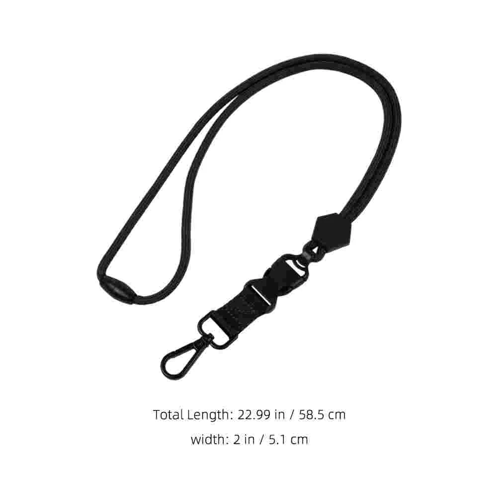 1Pc 블랙 헤비 듀티 배지 매는 밧줄 Id 카드 홀더 넥 스트랩 폴리 에스터 소재 전화 액세서리 휴대용 교수형 밧줄 매는 밧줄