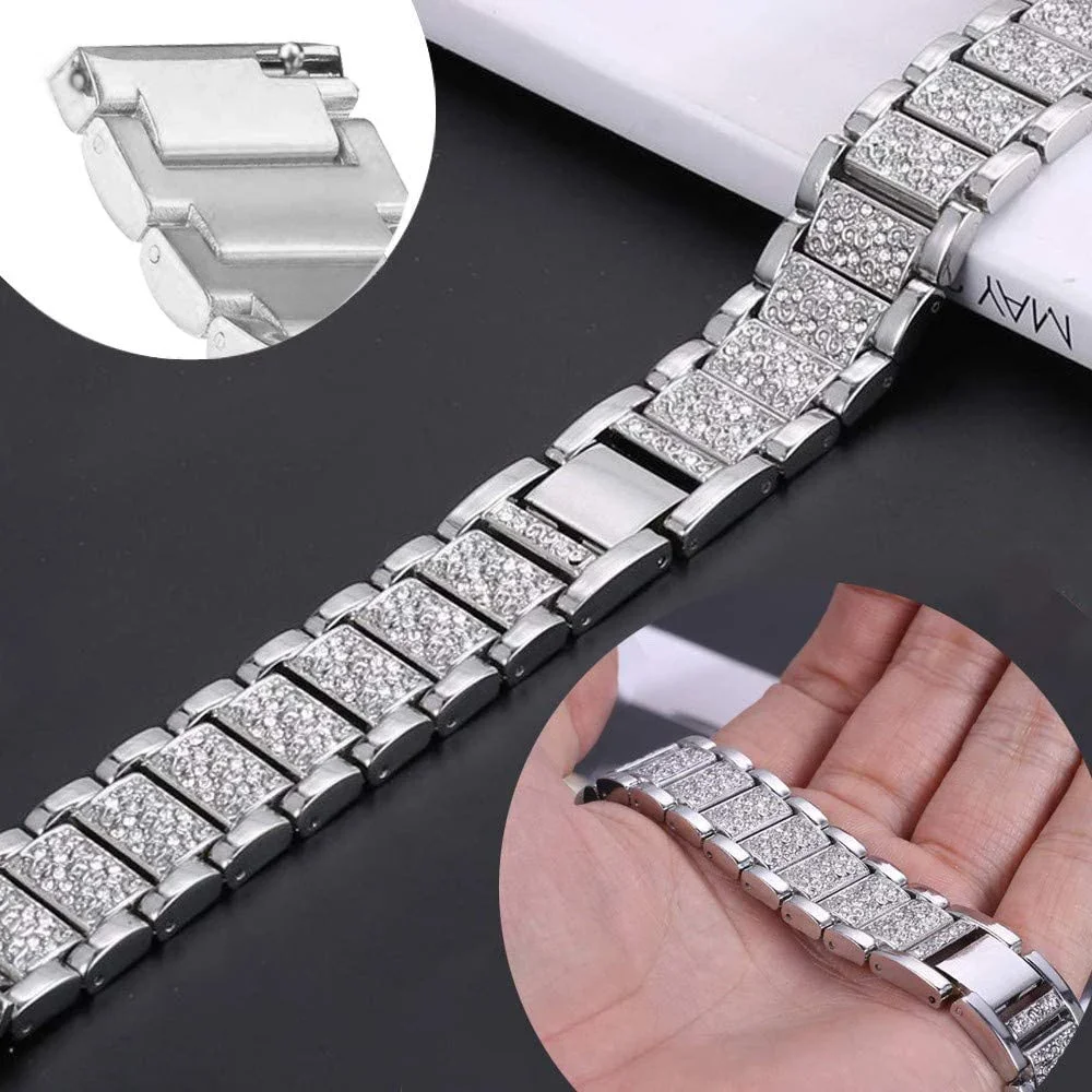 Elegant 22mm Diamond Watchband Bracelet Strap
