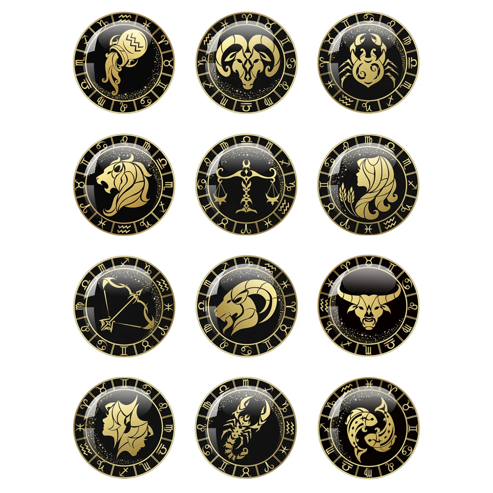 12 Zodiac Taurus Pisces Aries Leo 12 Constellations Round Glass Pure Handmade Creative Jewelry