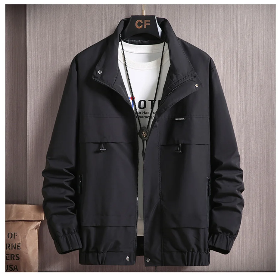 

2023 new spring and Autumn Fashion Casual Black Jackets Coats Male Big Size 10XL Outerwear men's baseball jacket
