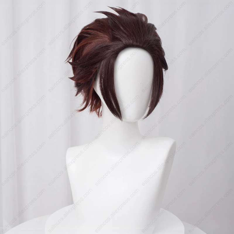 Tanjiro Kamado Inspired Brown Gradient Cosplay Wig – Heat Resistant Synthetic Hair, 30cm