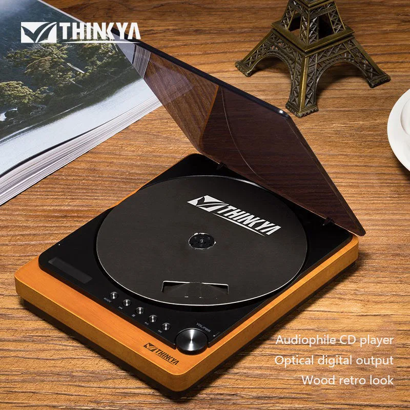 Audiophile CD Player Bluetooth 5.1 Wooden Portable USB Music Turntable  Digital Optical Output Retro Elegant Home HIFI CD Player