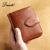 Genuine Leather Men's Short Wallet with RFID Blocking Card Function Vintage Style Oil Waxed Cowhide Driving License Holder 1