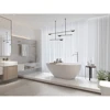 67" Freestanding Solid Surface Bathtub, Luxury Engineered Stone Resin Freestanding Soaking Bathtub with 6