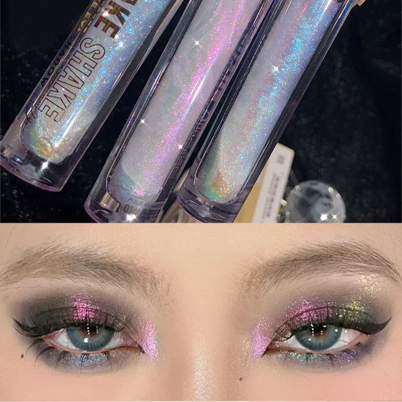 2 Colors Glitter Highlighter Eyeshadow Makeup Multi-function Pearl Liquid Eyeliner Waterproof Brighten Silkworm Shake High Gloss
