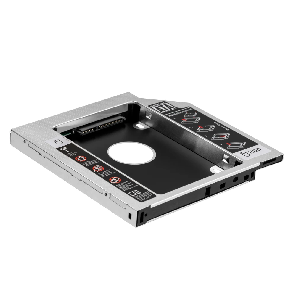 Hard Drive Adapter UnionSine 9.0 9.5 12.7mm HDD Caddy SATA 3.0 for 2.5'' SSD Case for Laptop CD DVD-ROM Optibay