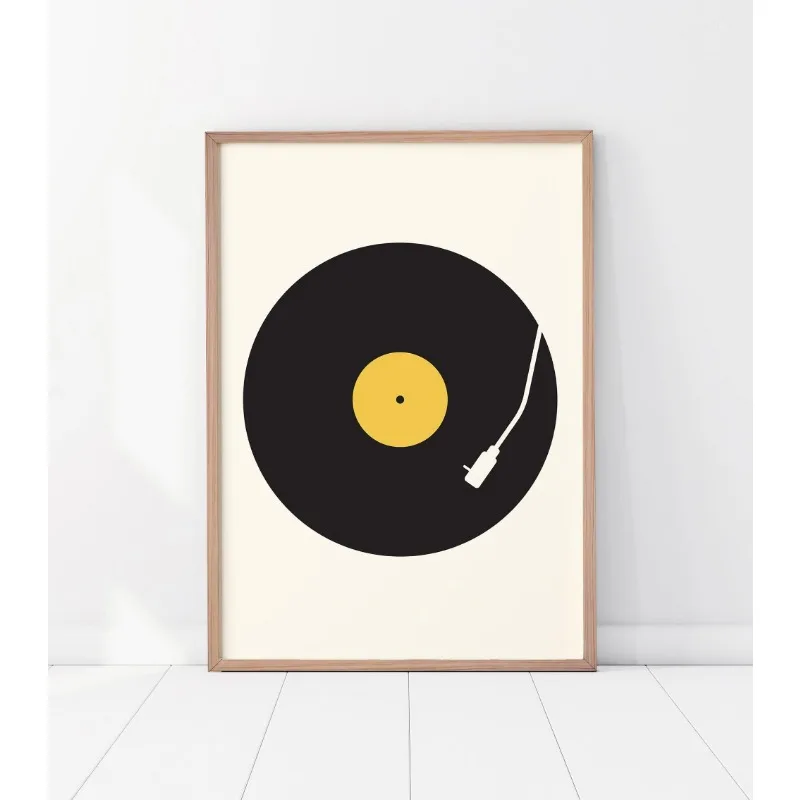 Vintage Vinyl Record Canvas Art - Minimalist Turntable Wall Decor