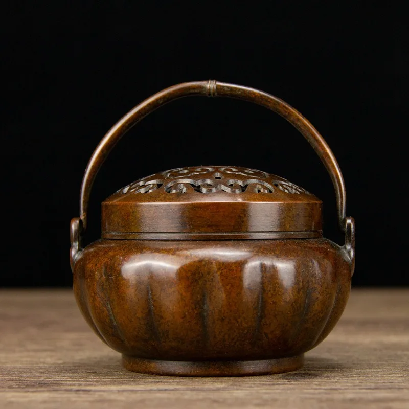 

Медный для благовоний горелка, латунная горелка с ладаном Antique Xuande, портативная плита, большая цвета тыквы горелка для благовоний, сандаловая горелка