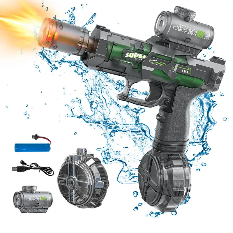 전기 물총 시뮬레이션 불꽃 센서 조명 완전 자동 전투 여름 야외 해변 파티 장난..