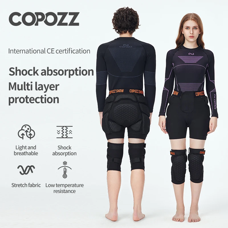 COPOZZ 22701 Outdoor Ski Knee Pads Motorcycle Skating Sports Protective Skiing Hip Protector Padded Breathable Adjustable Gear Shorts - Image 2