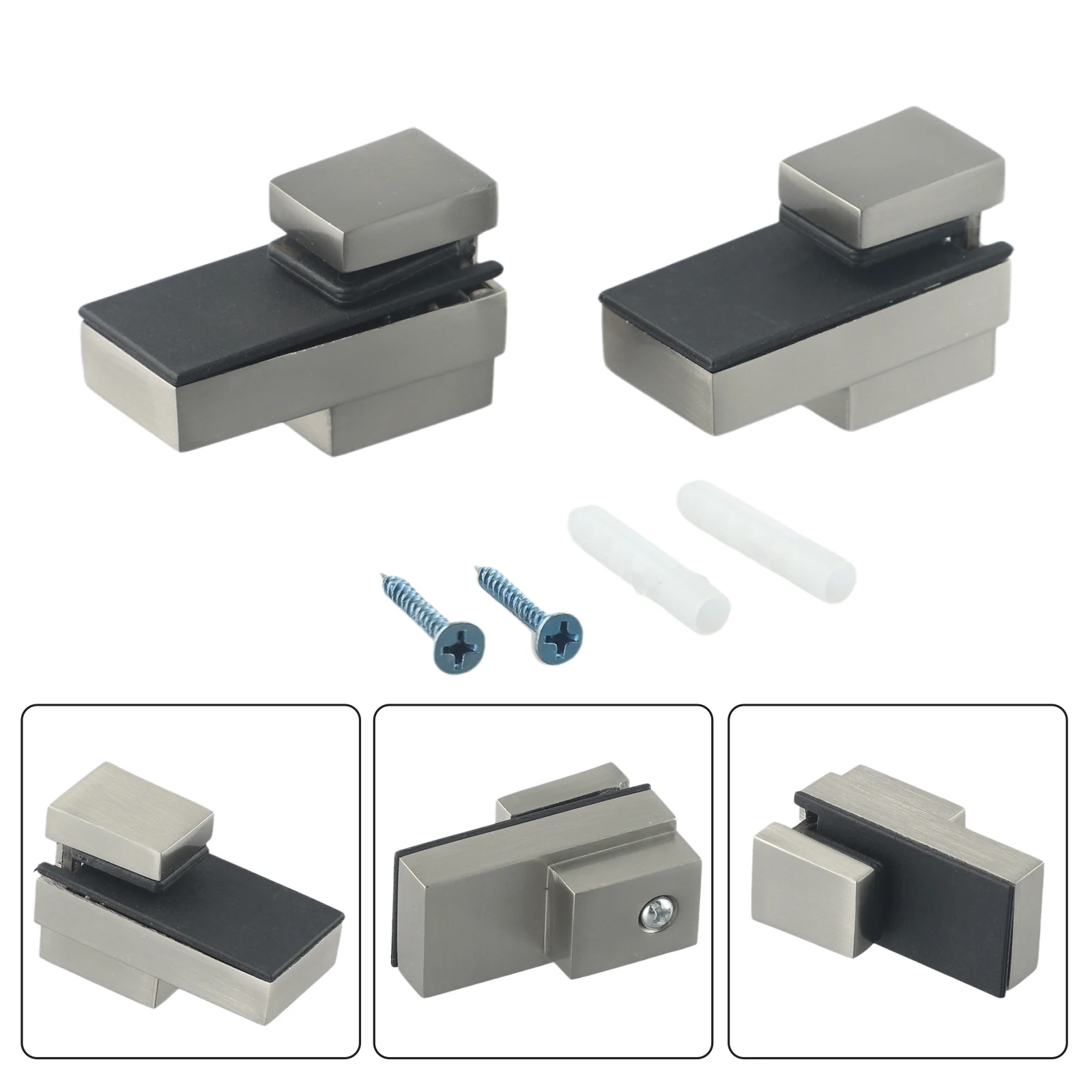 Description Picture 3 of item2 PCS Glass Shelf Brackets Zinc Alloy 5kg Load Capacity Rust-proof Wall Mount Adjustable Clamp For 3-16mm Glass Bathroom Kitchen