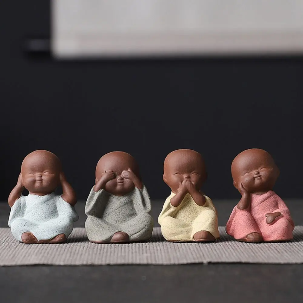Facile Da Pulire Piccola Statua Di Monaco Carino Sabbia Viola Mini Monaco Figurine Piccolo Monaco Tè Ornamenti Per Animali Domestici Acquario