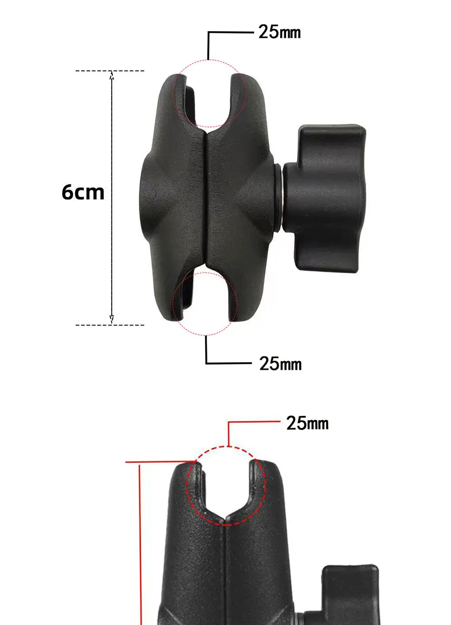 Doppelter Sockelarm für RAM-Halterung für 25 mm 1 Zoll Kugelkopfklemme Telefonhalter-Fahrrad-Motorrad-Action-Kamera-Verlängerungsarm-Zubehör – Detail 2
