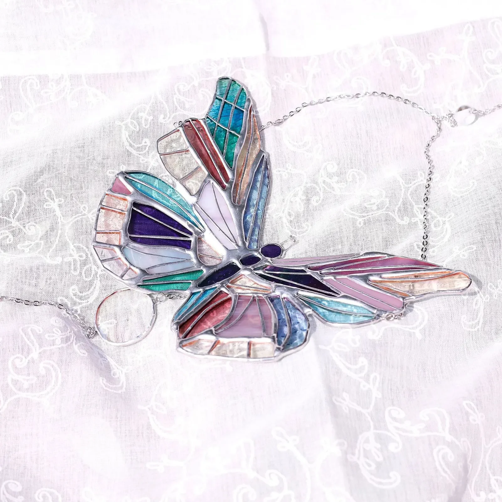 Acrylic Sun Catcher Colorful Butterfly Rainbow Catcher Hangable Wind Chime Window Pendant Garden Decoration Outdoor 2