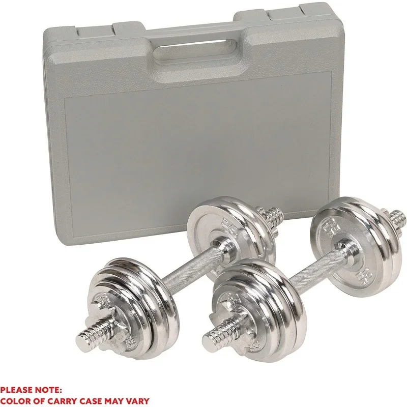Sunny Health & Fitness 33lb Chrome Dumbbell Set w/ Carry Case-NO. 014