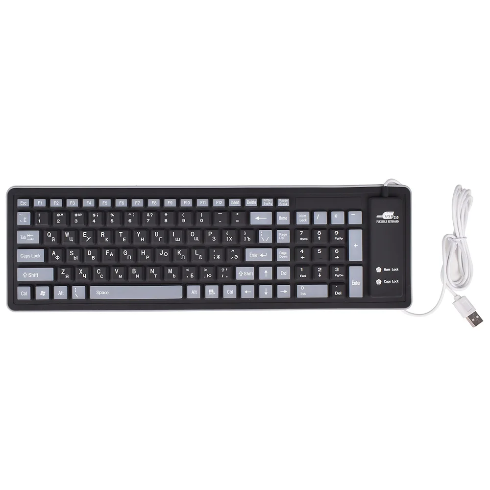 Teclado Russo com Layout de Silicone 103 Teclas Letras Interface Macio e Durável pc Desktop Laptop Usb 2.0 - Imagem 3