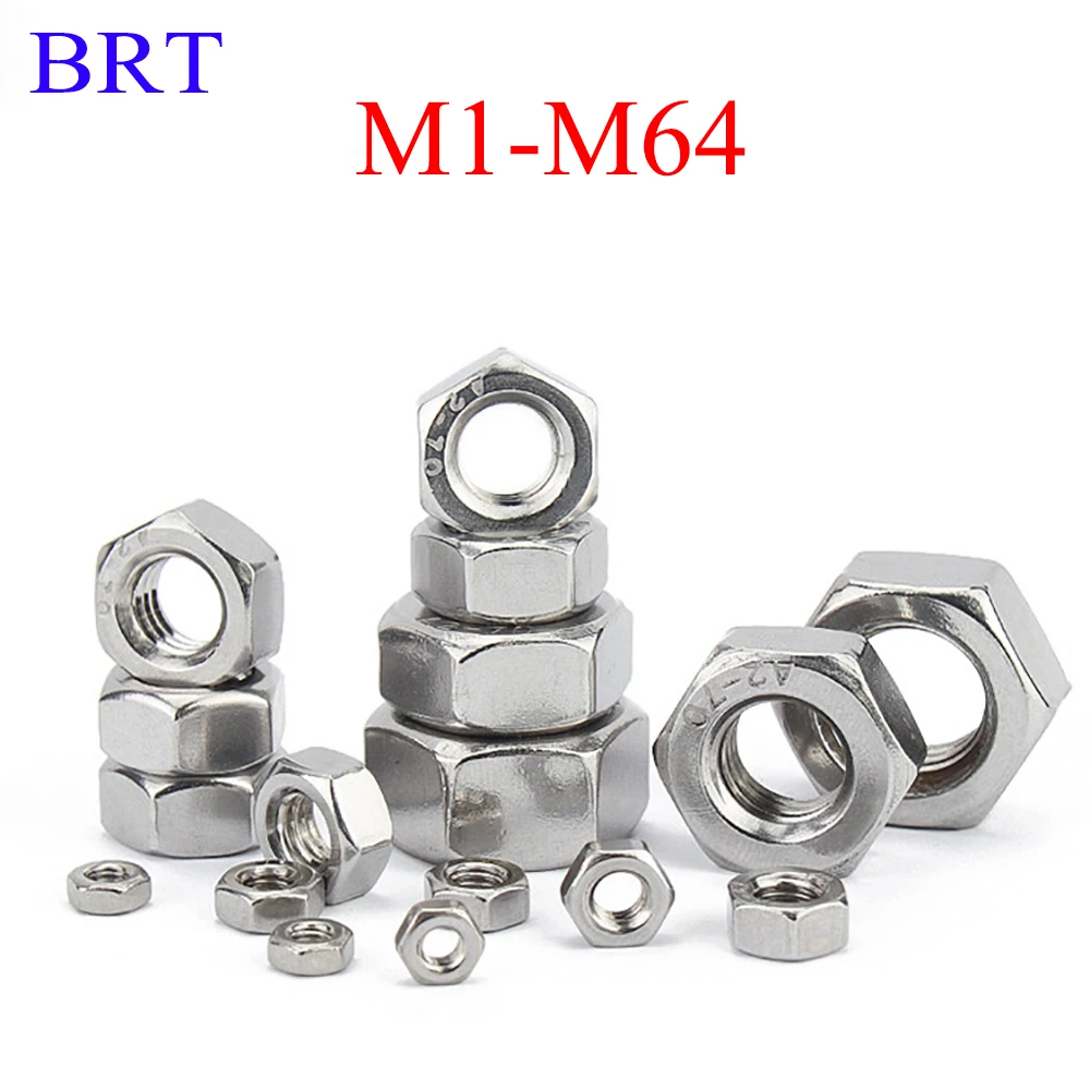 

1/5/10/20Pcs Hexagon Nut M1-M64 201/304/316 Stainless Steel Hex Nuts For 3d Printer Accessories Tools