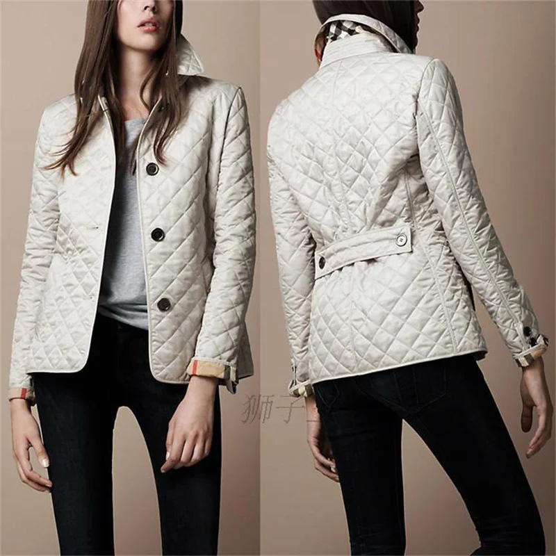 

New Elegant Single Breasted Jacket for Women Winter Turn-Down Collar Cotton Coat Female Slim Warm Cotton Blend Outwear