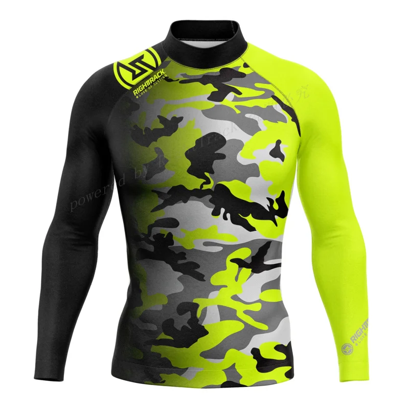 

RightTrack Men's Rashguard UV Fluor Camouflage Long Sleeve Surfing T-Shirt Swimwear UPF Lycra Sunscreen Beachwear