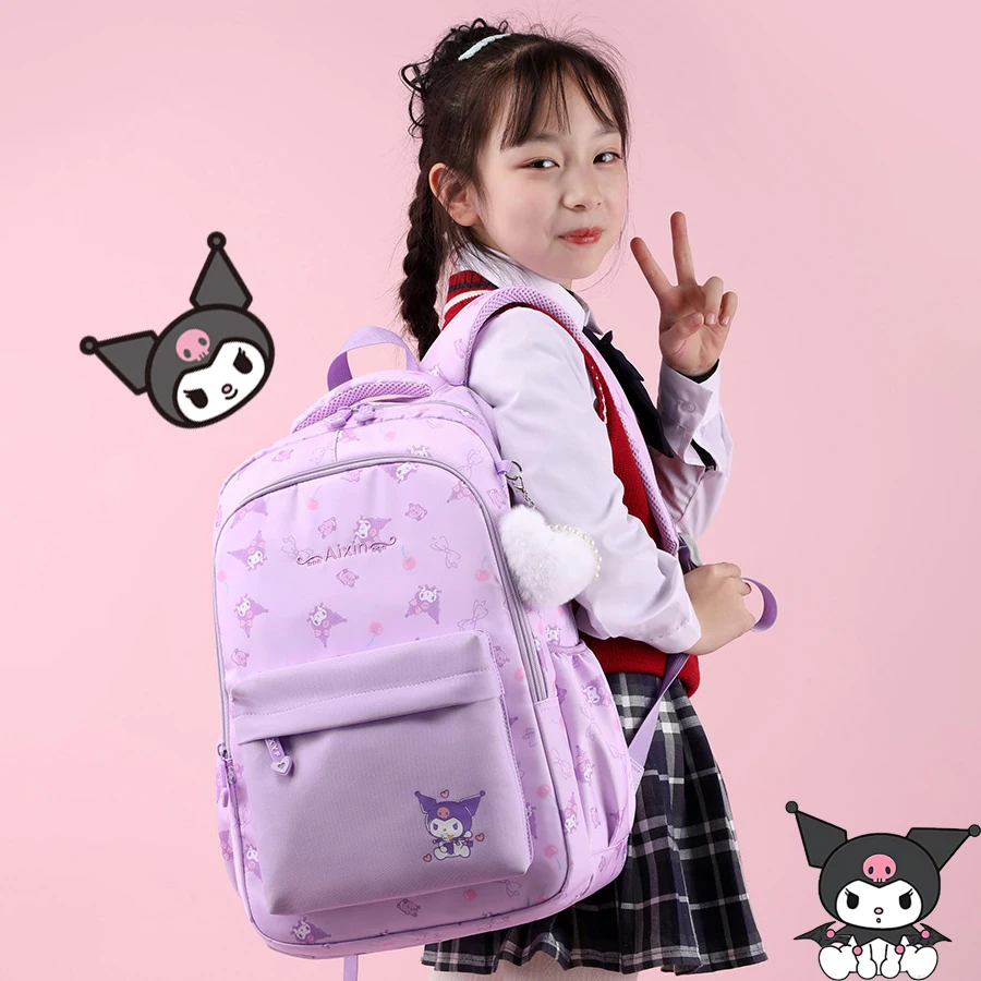 

Рюкзак kawaii из аниме-мультфильма Kuromi с изогнутыми лямками нейлоновый вместительный для отдыха простой школьный портфель для путешествий рюкзак подарки
