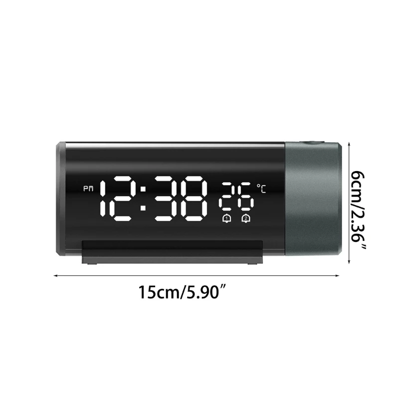 LED Screen Projection Alarm Clock with Double Alarms and Temperature Monitoring -9~+39°C Temperature Detection Ranges 6