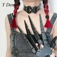 Y Demo Punk métal acier inoxydable boucle réglable tour de cou femmes Rock collier fête Techwear 2