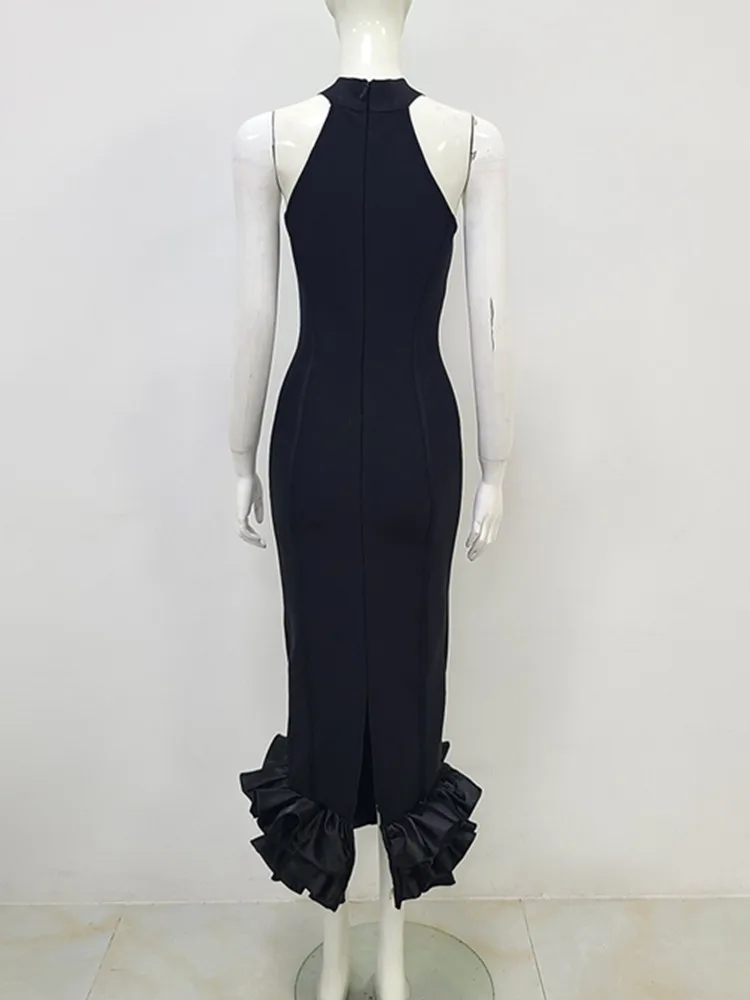 Women Summer Sexy Sleeveless Tank Black Mermaid Mid-caf