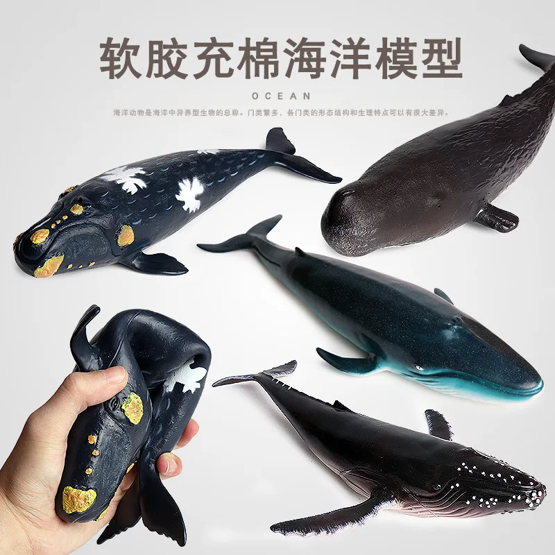 2Pc Simulazione Gomma Morbida Cotone Riempito Grande Modello Animale Marino Killer Balena Balena Blu Gobba Balena Squalo Sperma Whal